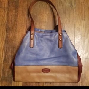 Vintage blue black and tan Fossil purse ZB5677